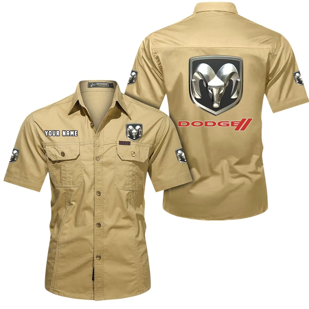 Car Speed Legend Lovers Gift Short Sleeved Shirt, Button Up Shirt Exclusive Logo For Car Owners CAR444052625811 - Khaki