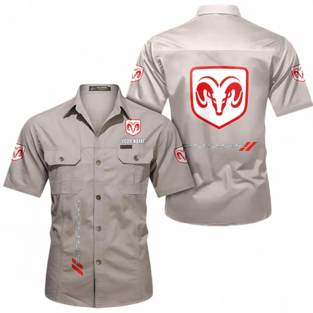 Car Speed Legend Short Sleeved Shirt, Button up Shirt Exclusive Logo For Car Owners, Custom Name CAR392072125793-Beige