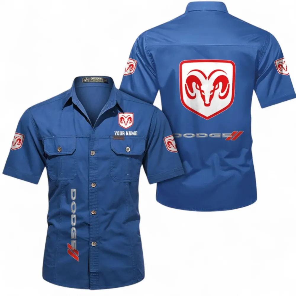 Car Speed Legend Short Sleeved Shirt, Button up Shirt Exclusive Logo For Car Owners, Custom Name CAR392072125793-Cowboy Blue