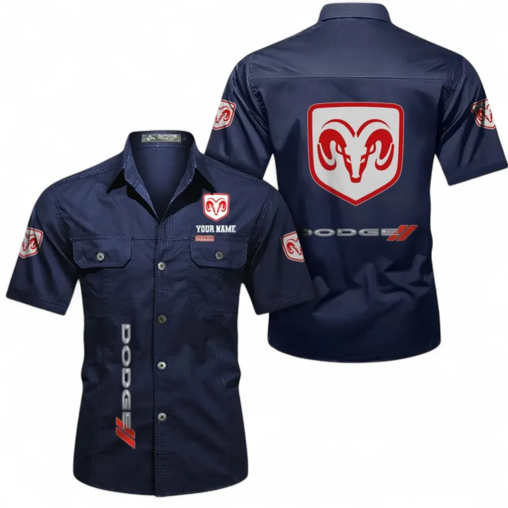 Car Speed Legend Short Sleeved Shirt, Button up Shirt Exclusive Logo For Car Owners, Custom Name CAR392072125793-Dark Blue