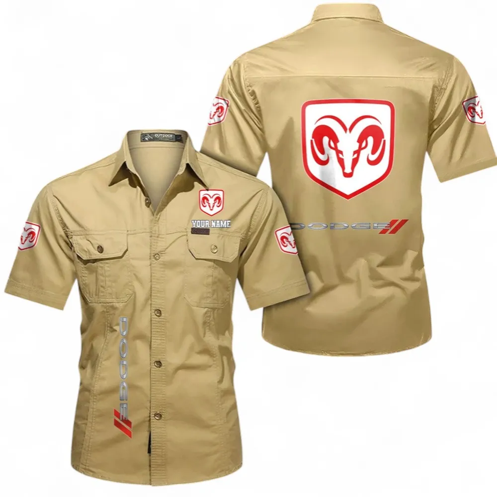 Car Speed Legend Short Sleeved Shirt, Button up Shirt Exclusive Logo For Car Owners, Custom Name CAR392072125793-Khaki