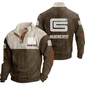 Race Car Men's Stand Up Collar Base Shirt, Collar Hoodie Exclusive Logo For Car Motorcycles Fans CAR20012044 - Brown