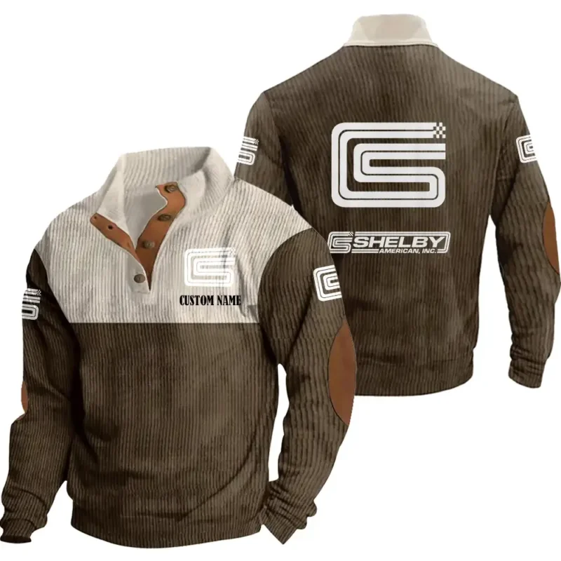 Race Car Men's Stand Up Collar Base Shirt, Collar Hoodie Exclusive Logo For Car Motorcycles Fans CAR20012044 - Brown