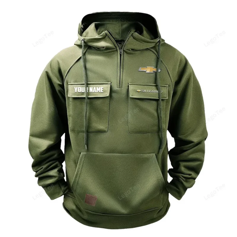Muscle Power Auto Hoodie Tactical Quarter Zip, Hoodie Exclusive Logo For Muscle Power Auto Lovers - Army Green CAR109021425346-1