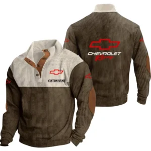 Racing Car Men's Stand Up Collar Base Shirt, Collar Hoodie Exclusive Logo For Car Motorcycles Fans CAR20012051 - Brown