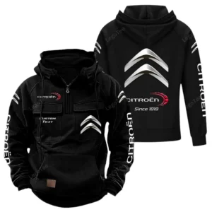 Classic Car Hoodie Tactical Quarter Zip, Hoodie Exclusive Logo For Classic Car Lovers - Black CAR96021425741-2