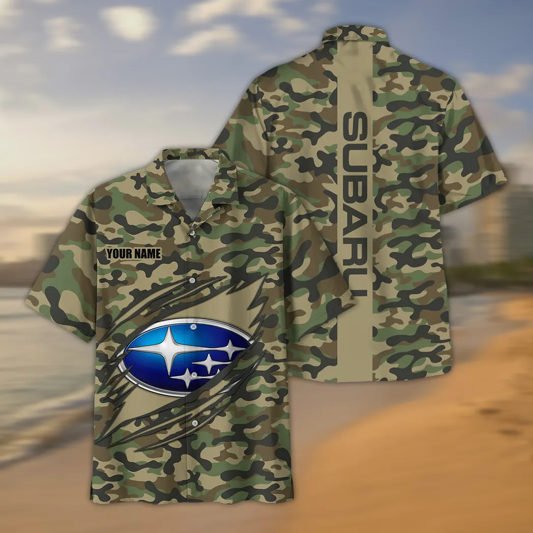 Classic Auto Lovers Gift Hawaiian Shirt, Button up Shirt Camo Style For Car Owners, Custom Name CAR210040825745