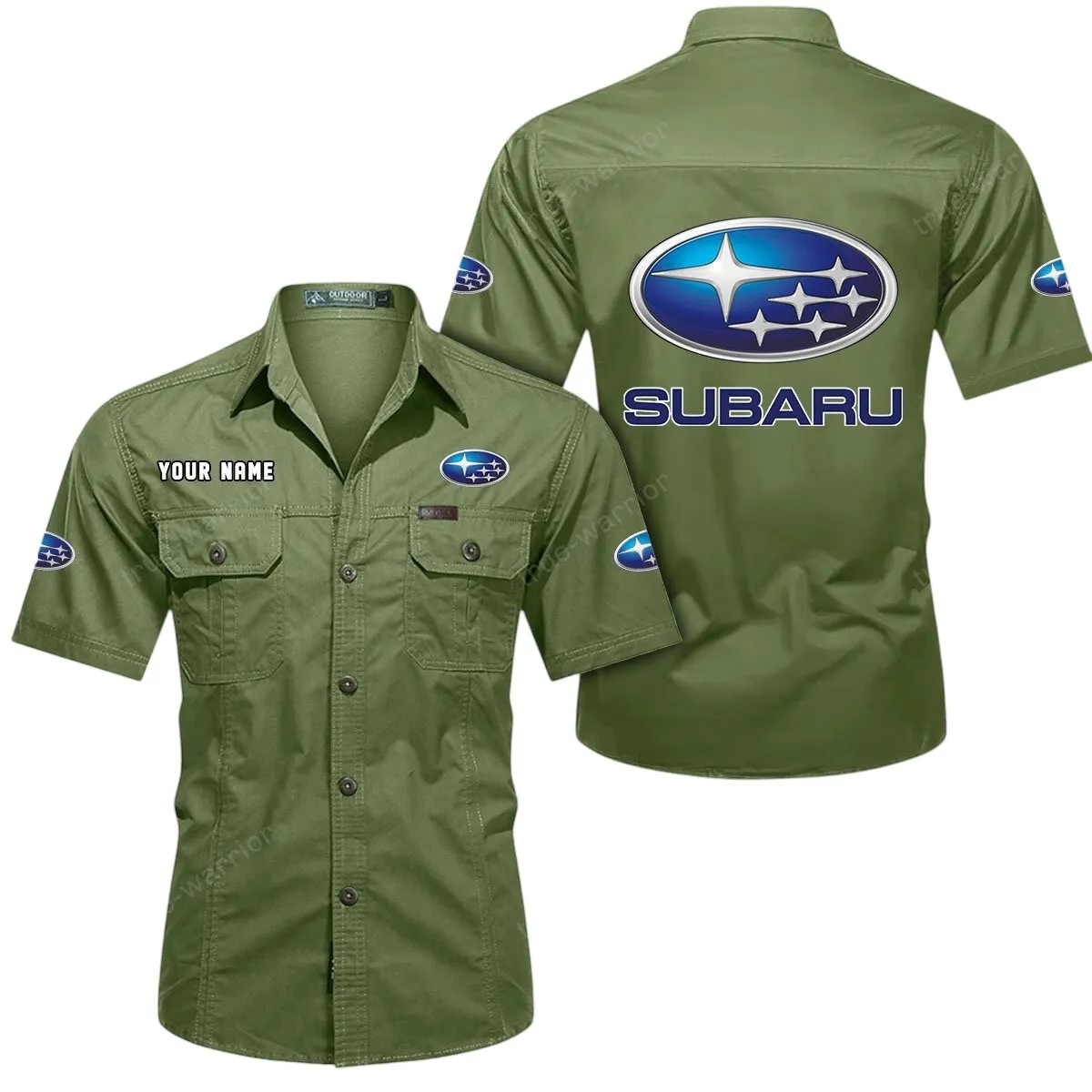 Classic Auto Lovers Gift Short Sleeved Shirt, Button Up Shirt Exclusive Logo For Car Owners CAR444052625828 - Fruit Green