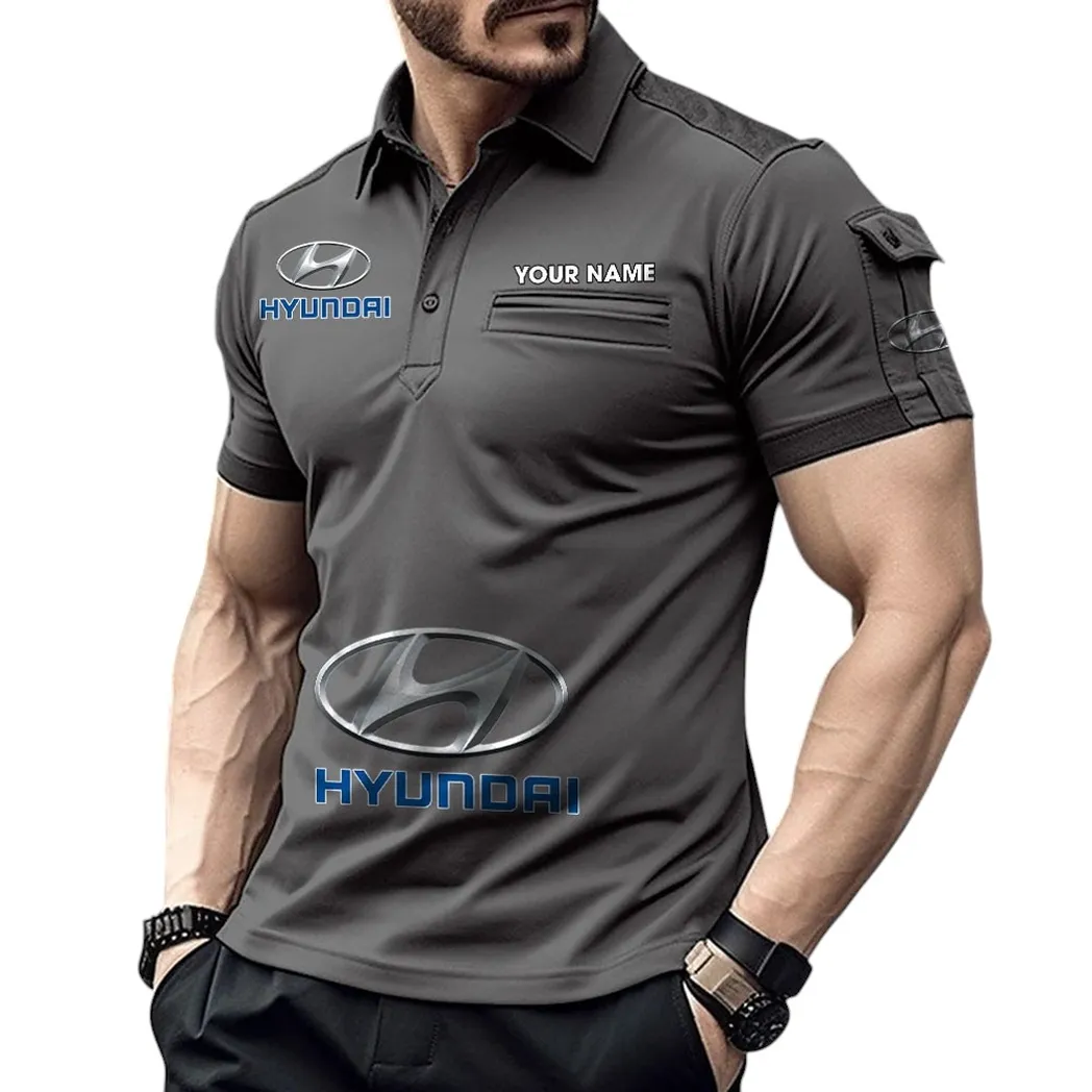 Classic Car Fans Gift Pocket Polo Shirt, Polo Shirt Exclusive Logo For Classic Car Fan, Custom Name CAR450051325374 - Gray