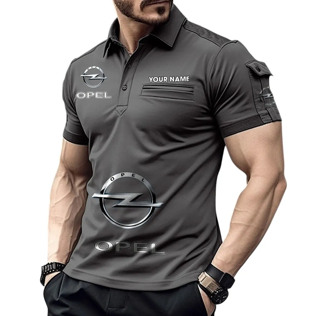 Classic Car Fans Gift Pocket Polo Shirt, Polo Shirt Exclusive Logo For Classic Car Fan, Custom Name CAR450051325389 - Gray