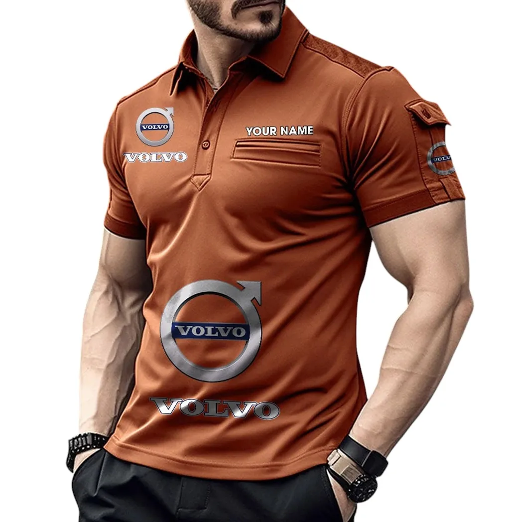 Classic Car Fans Gift Pocket Polo Shirt, Polo Shirt Exclusive Logo For Classic Car Fan, Custom Name CAR450051325396 - Orange
