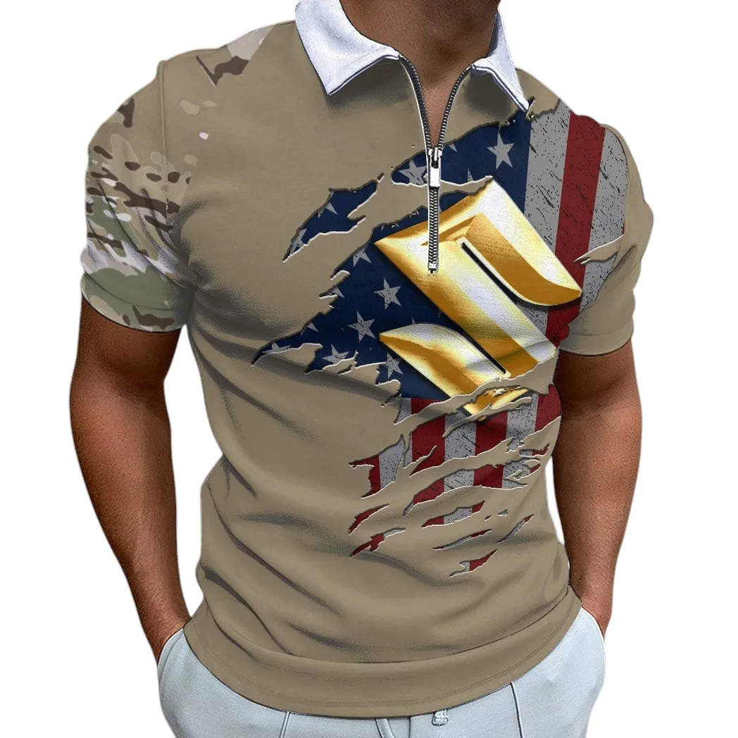 Classic Car Fans Gift Zipper Polo Shirt, Shirt Exclusive Logo For Classic Car Lovers CAR340213064-1
