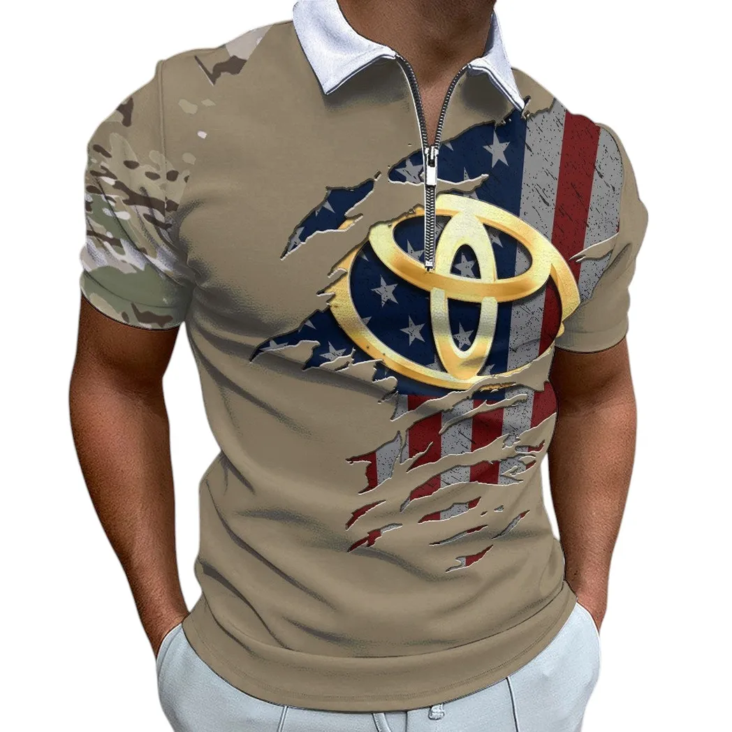 Classic Car Fans Gift Zipper Polo Shirt, Shirt Exclusive Logo For Classic Car Lovers CAR340213065-1