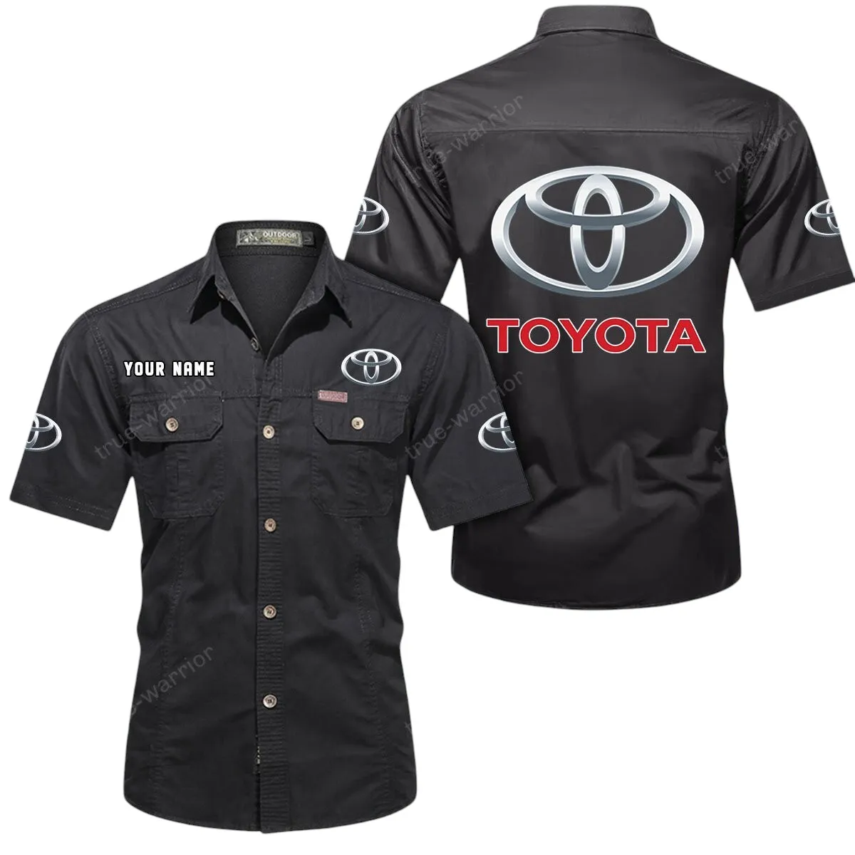 Classic Car Lovers Gift Short Sleeved Shirt, Button Up Shirt Exclusive Logo For Car Owners CAR444052625870 - Black