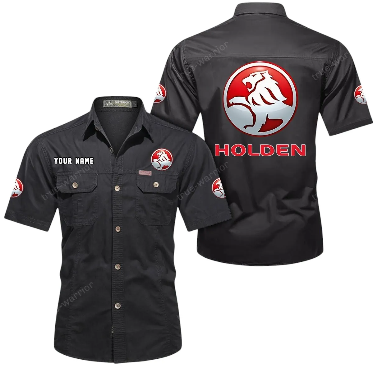 Classic Car Lovers Gift Short Sleeved Shirt, Button Up Shirt Exclusive Logo For Car Owners CAR444052625888 - Black