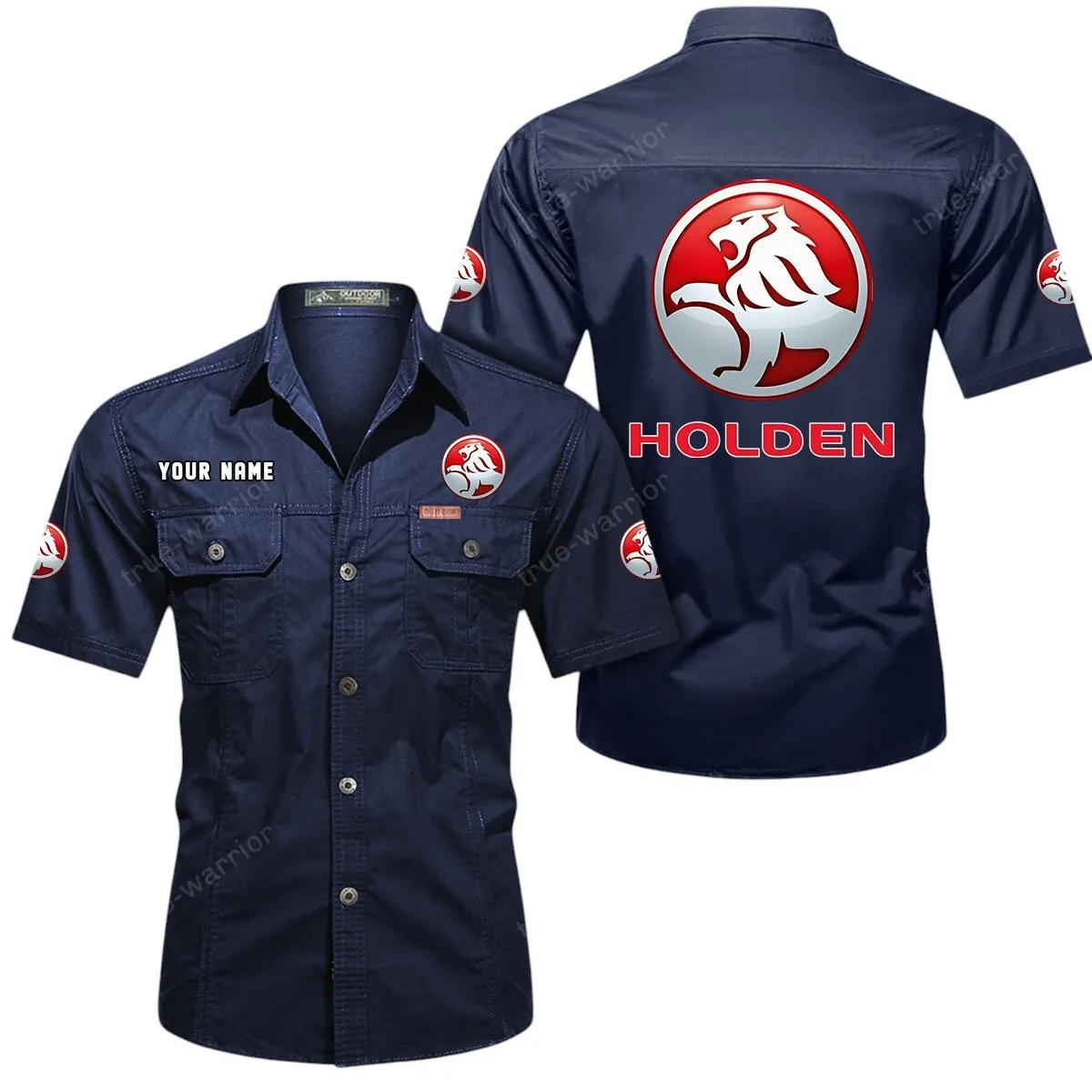 Classic Car Lovers Gift Short Sleeved Shirt, Button Up Shirt Exclusive Logo For Car Owners CAR444052625888 - Dark Blue