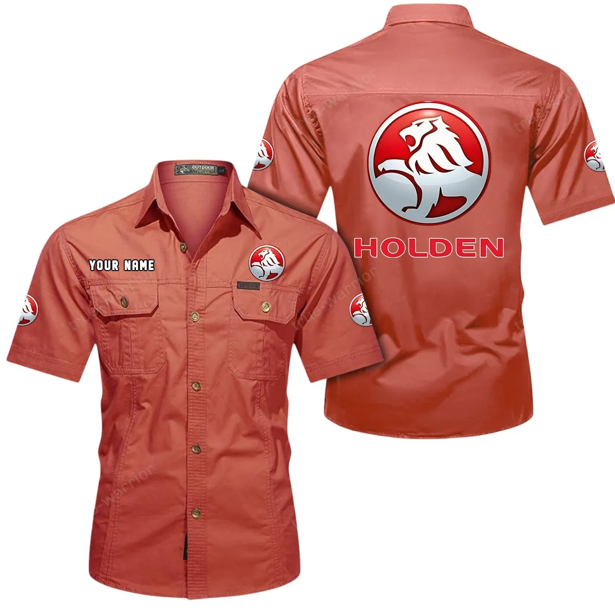 Classic Car Lovers Gift Short Sleeved Shirt, Button Up Shirt Exclusive Logo For Car Owners CAR444052625888 - Red