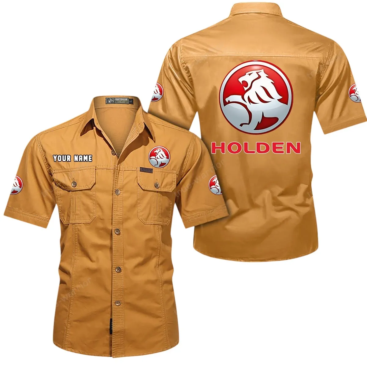 Classic Car Lovers Gift Short Sleeved Shirt, Button Up Shirt Exclusive Logo For Car Owners CAR444052625888 - Turmeric