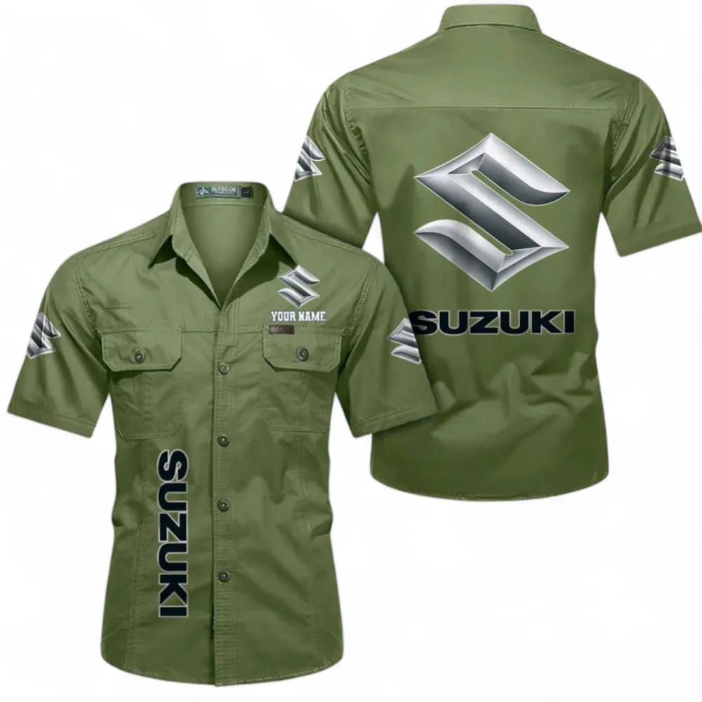 Classic Car Short Sleeved Shirt, Button up Shirt Exclusive Logo For Car Owners, Custom Name CAR392072125799-Fruit Green