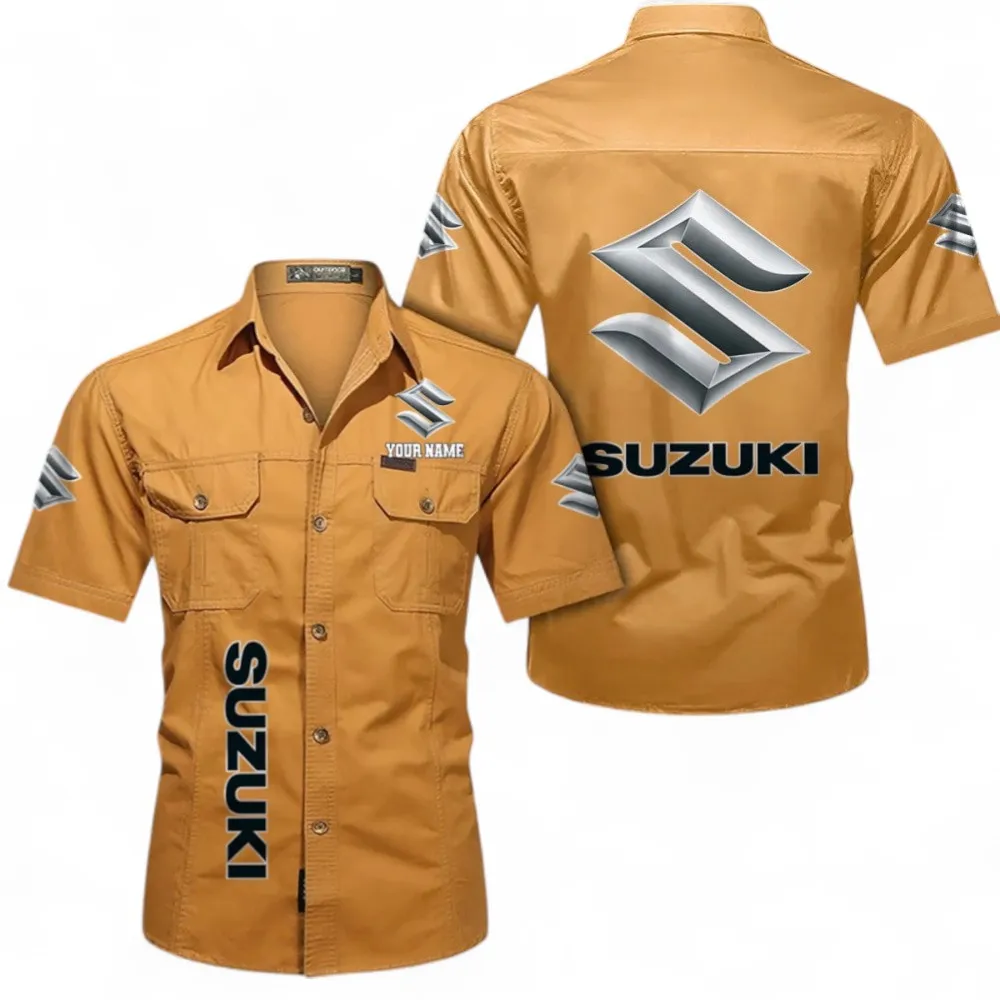 Classic Car Short Sleeved Shirt, Button up Shirt Exclusive Logo For Car Owners, Custom Name CAR392072125799-Turmeric