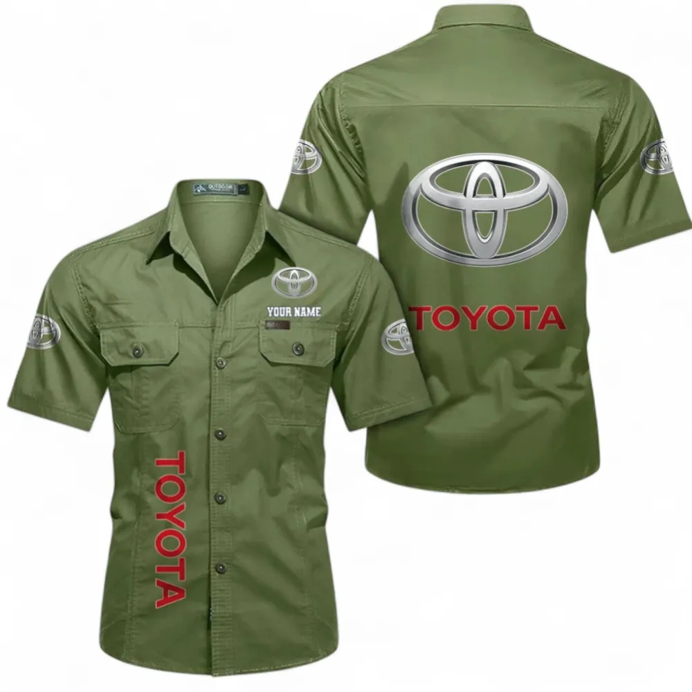 Classic Car Short Sleeved Shirt, Button up Shirt Exclusive Logo For Car Owners, Custom Name CAR392072125800-Fruit Green
