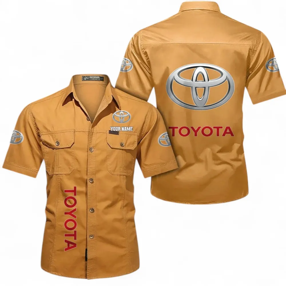 Classic Car Short Sleeved Shirt, Button up Shirt Exclusive Logo For Car Owners, Custom Name CAR392072125800-Turmeric