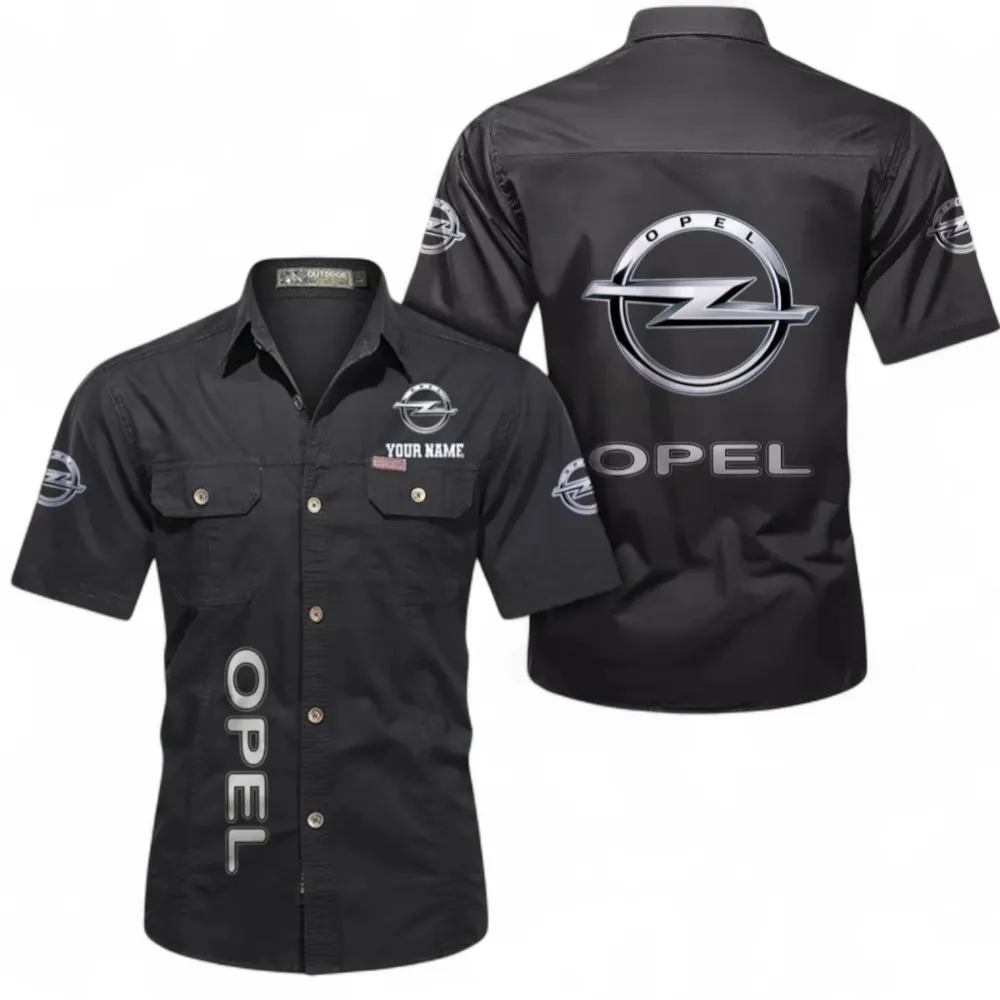 Classic Car Short Sleeved Shirt, Button up Shirt Exclusive Logo For Car Owners, Custom Name CAR392072125841-Black