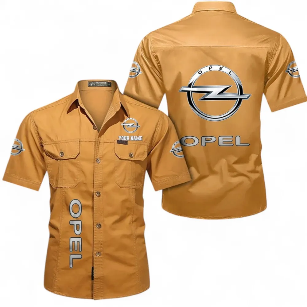 Classic Car Short Sleeved Shirt, Button up Shirt Exclusive Logo For Car Owners, Custom Name CAR392072125841-Turmeric