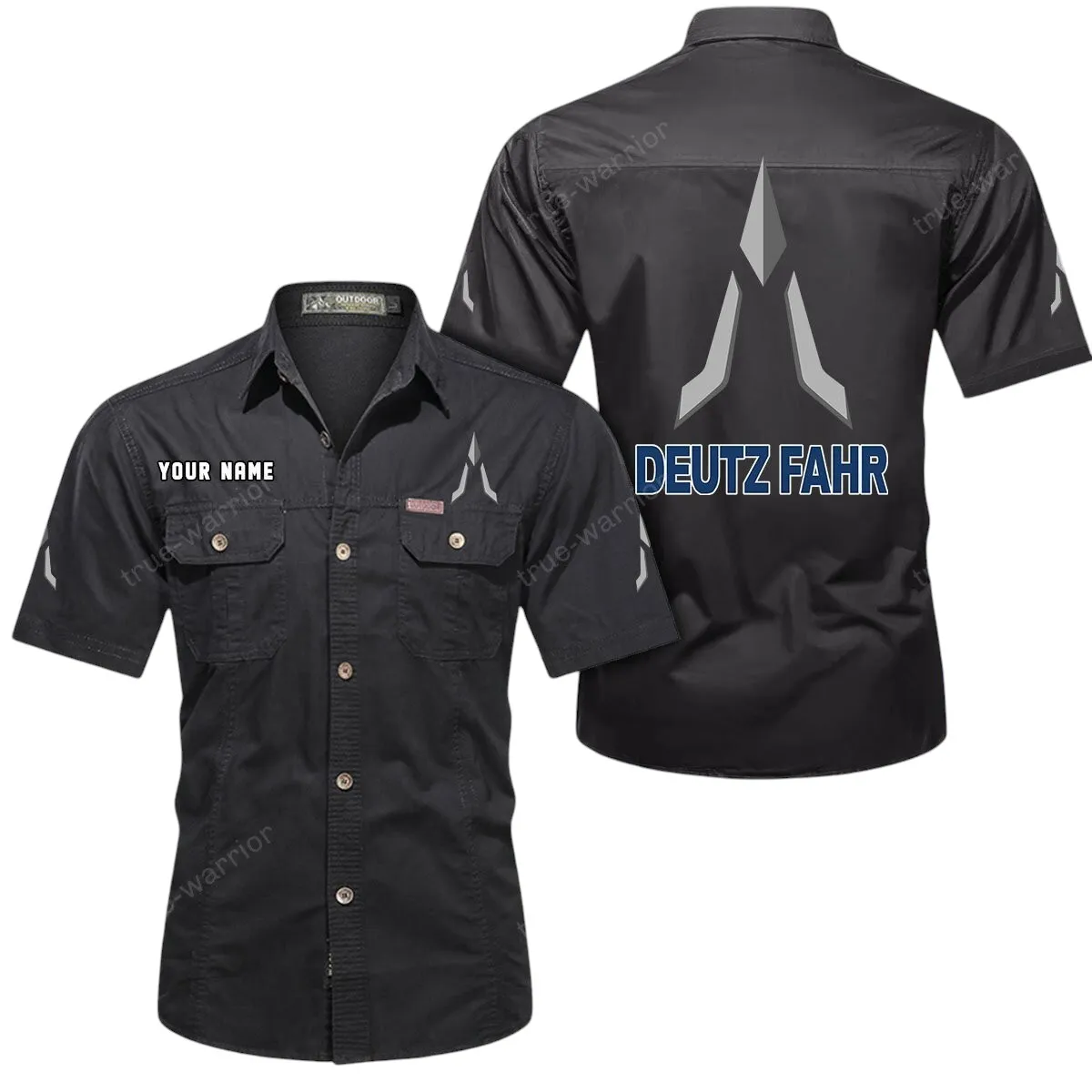 Classic Green Tractor Lovers Gift Short Sleeved Shirt, Button Up Shirt Exclusive Logo For Car Owners CAR444052625943 - Black
