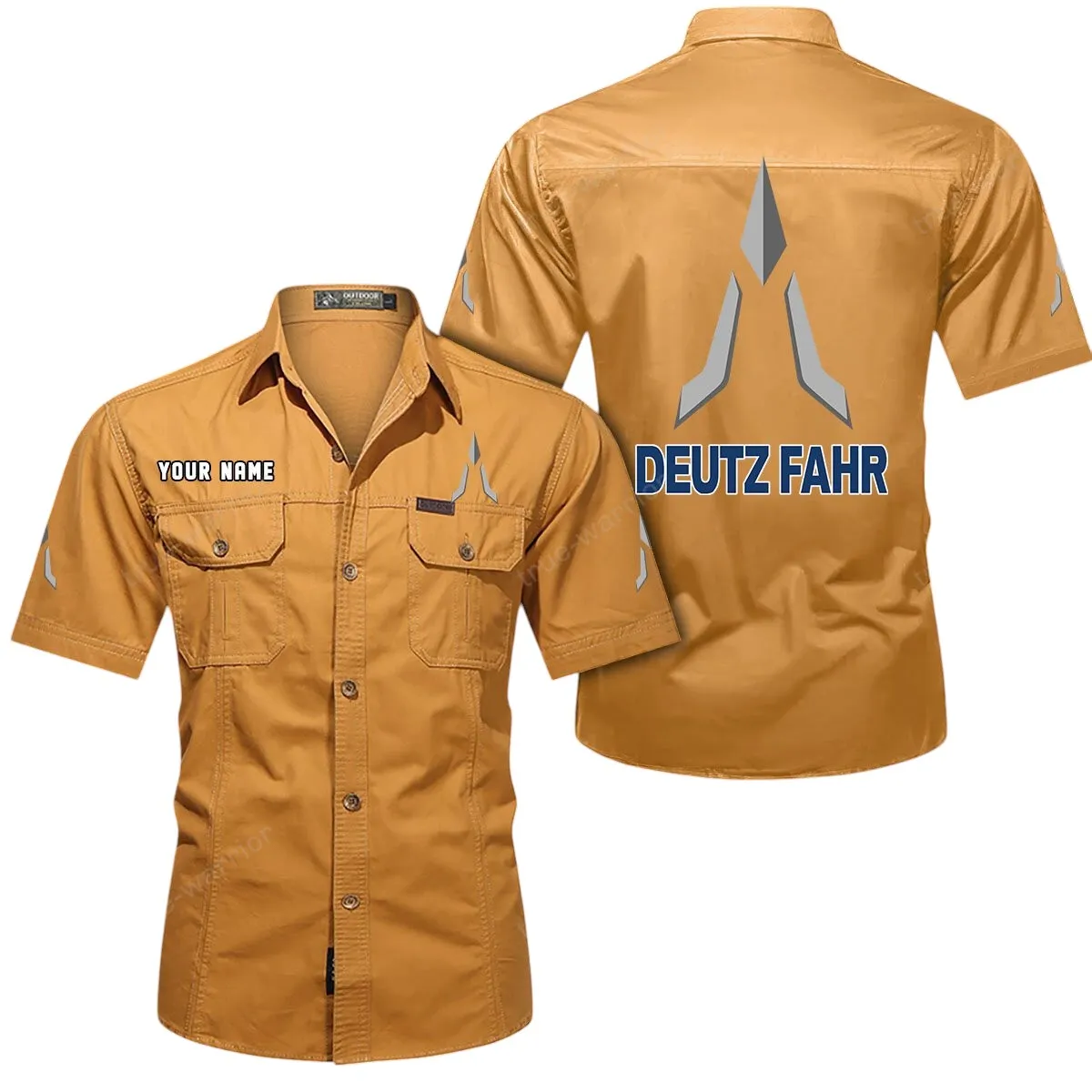 Classic Green Tractor Lovers Gift Short Sleeved Shirt, Button Up Shirt Exclusive Logo For Car Owners CAR444052625943 - Turmeric
