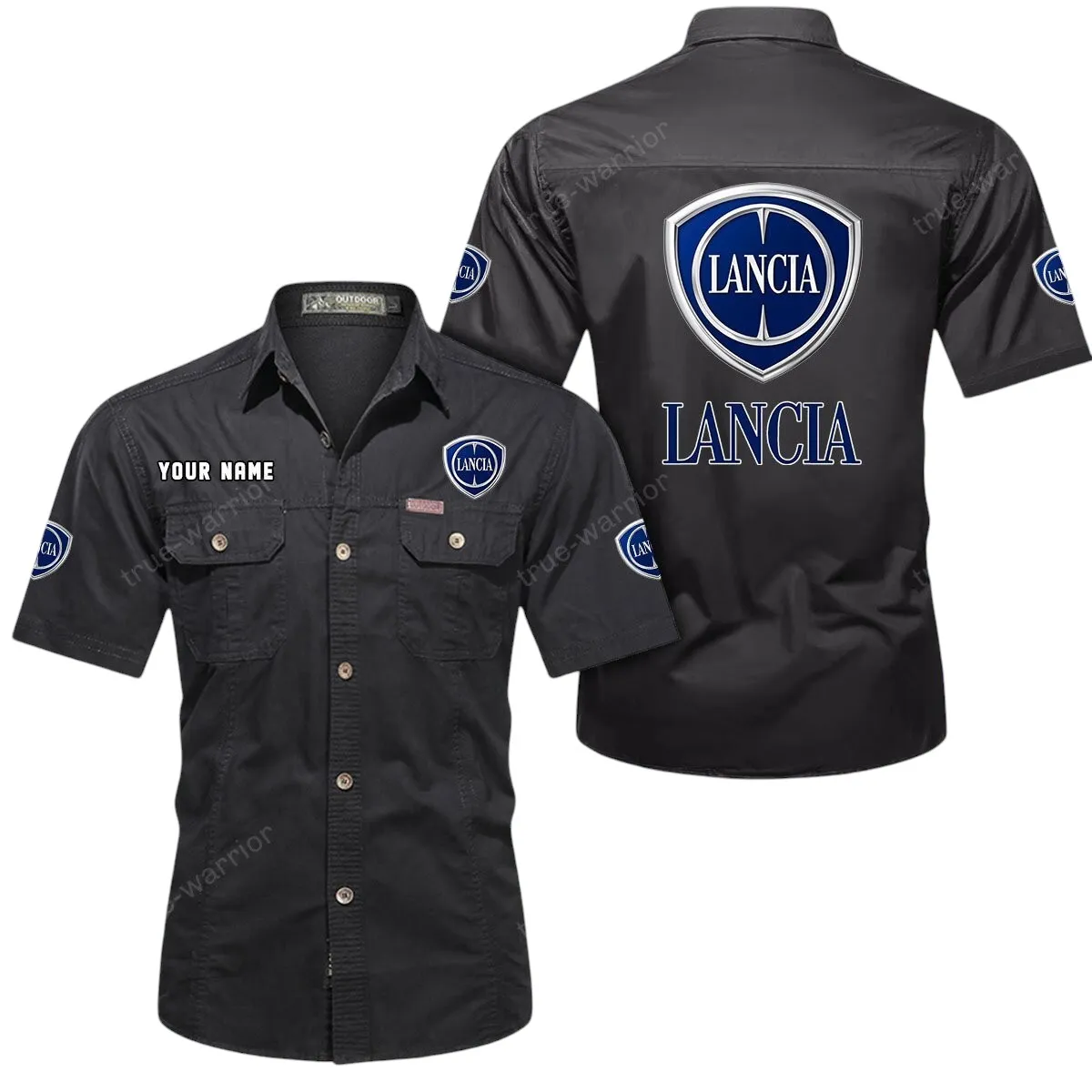 Classic Sedan Lovers Gift Short Sleeved Shirt, Button Up Shirt Exclusive Logo For Car Owners CAR444052625963 - Black