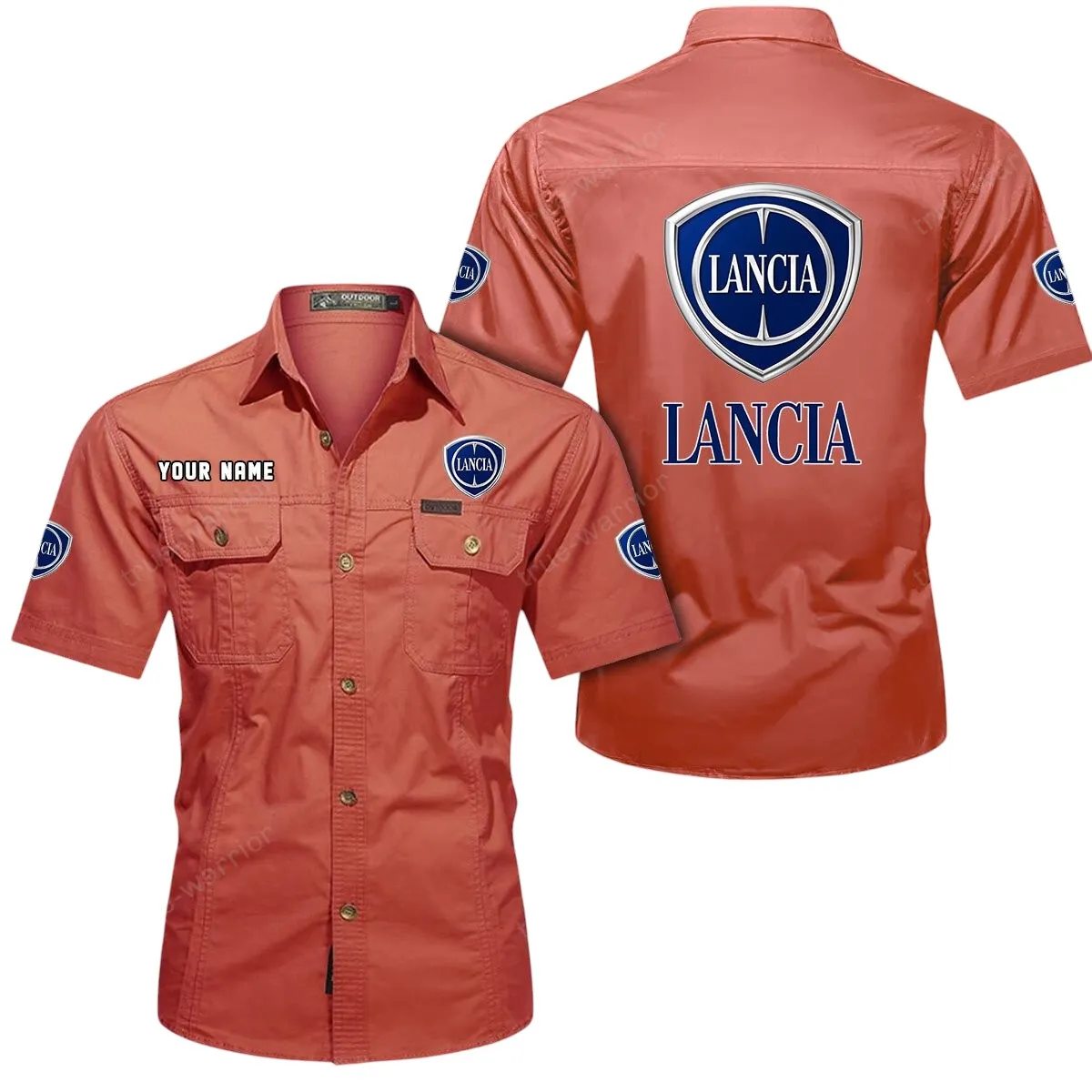 Classic Sedan Lovers Gift Short Sleeved Shirt, Button Up Shirt Exclusive Logo For Car Owners CAR444052625963 - Red