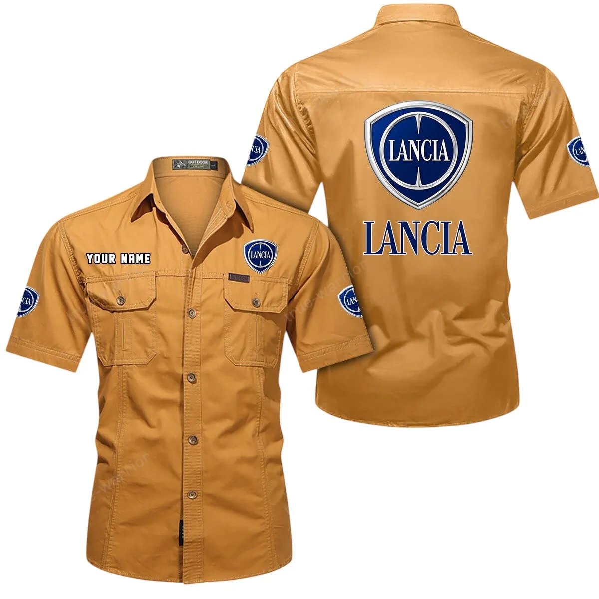 Classic Sedan Lovers Gift Short Sleeved Shirt, Button Up Shirt Exclusive Logo For Car Owners CAR444052625963 - Turmeric
