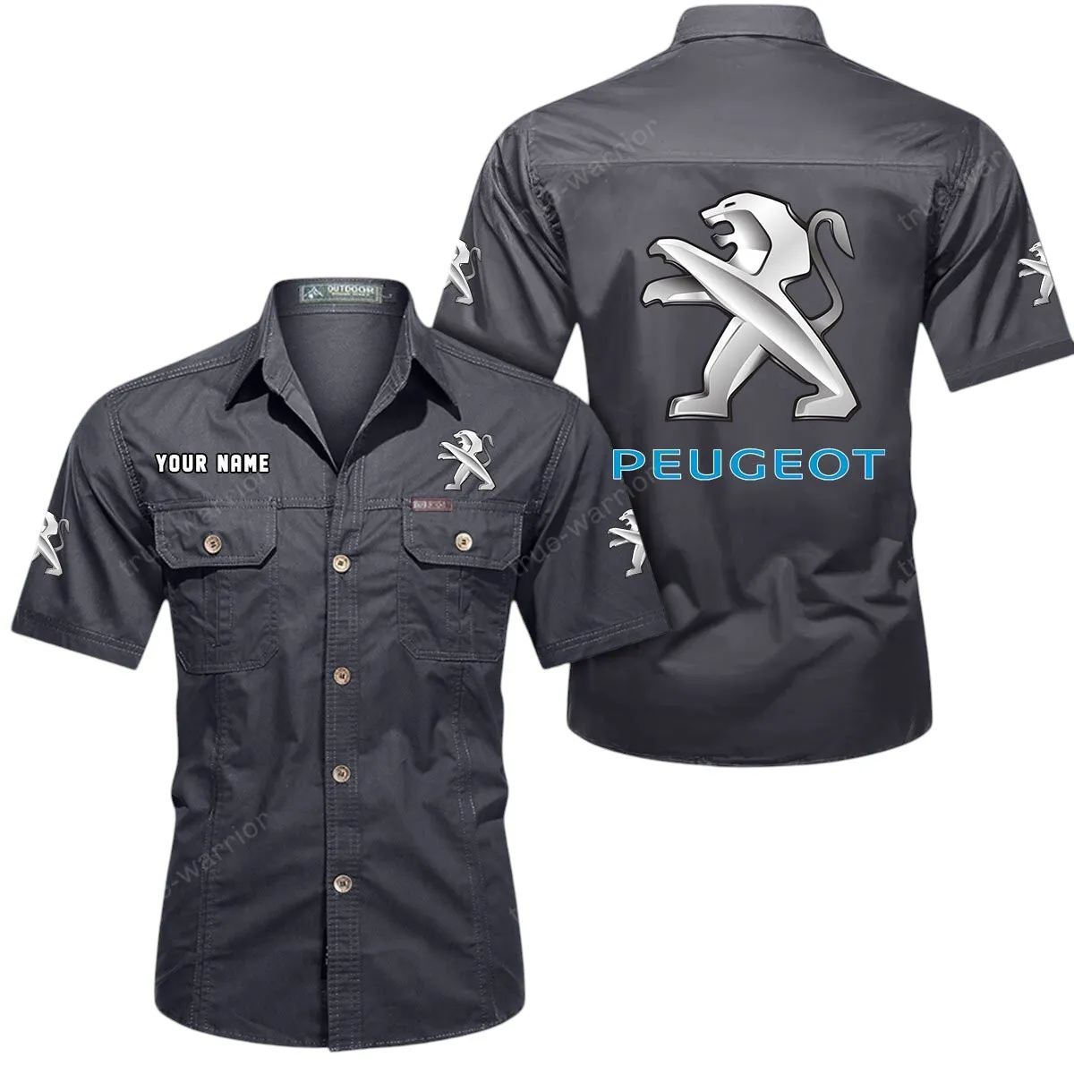 Compact Ride Lovers Gift Short Sleeved Shirt, Button Up Shirt Exclusive Logo For Car Owners CAR444052625802 - Gray