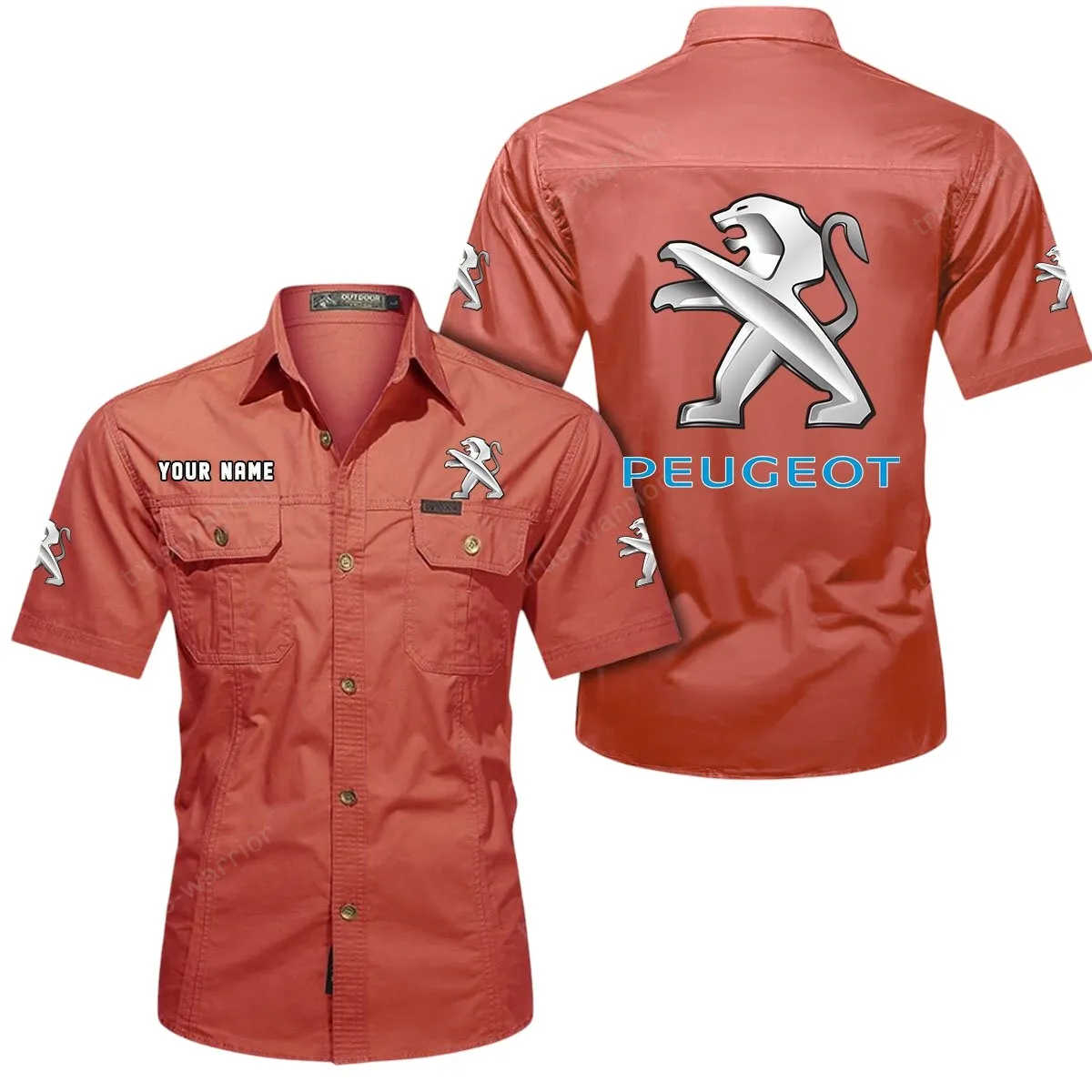 Compact Ride Lovers Gift Short Sleeved Shirt, Button Up Shirt Exclusive Logo For Car Owners CAR444052625802 - Red