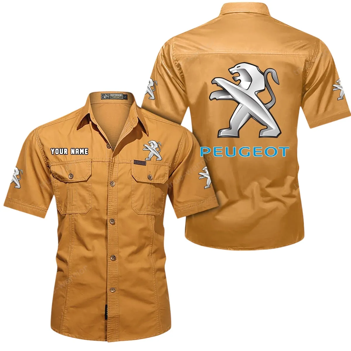 Compact Ride Lovers Gift Short Sleeved Shirt, Button Up Shirt Exclusive Logo For Car Owners CAR444052625802 - Turmeric