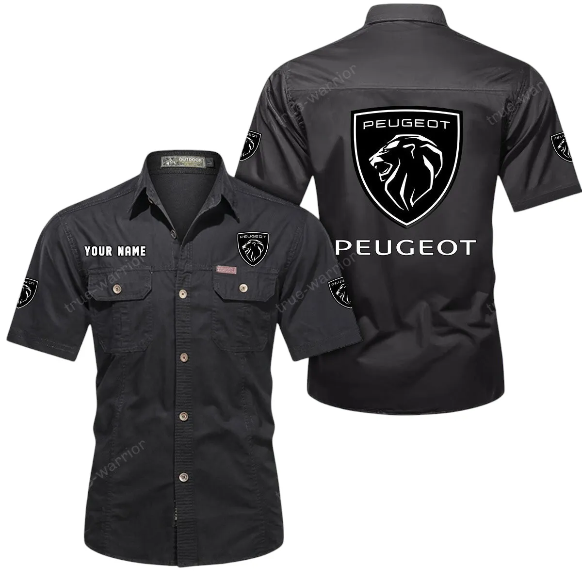 Compact Ride Lovers Gift Short Sleeved Shirt, Button Up Shirt Exclusive Logo For Car Owners CAR444052625833 - Black