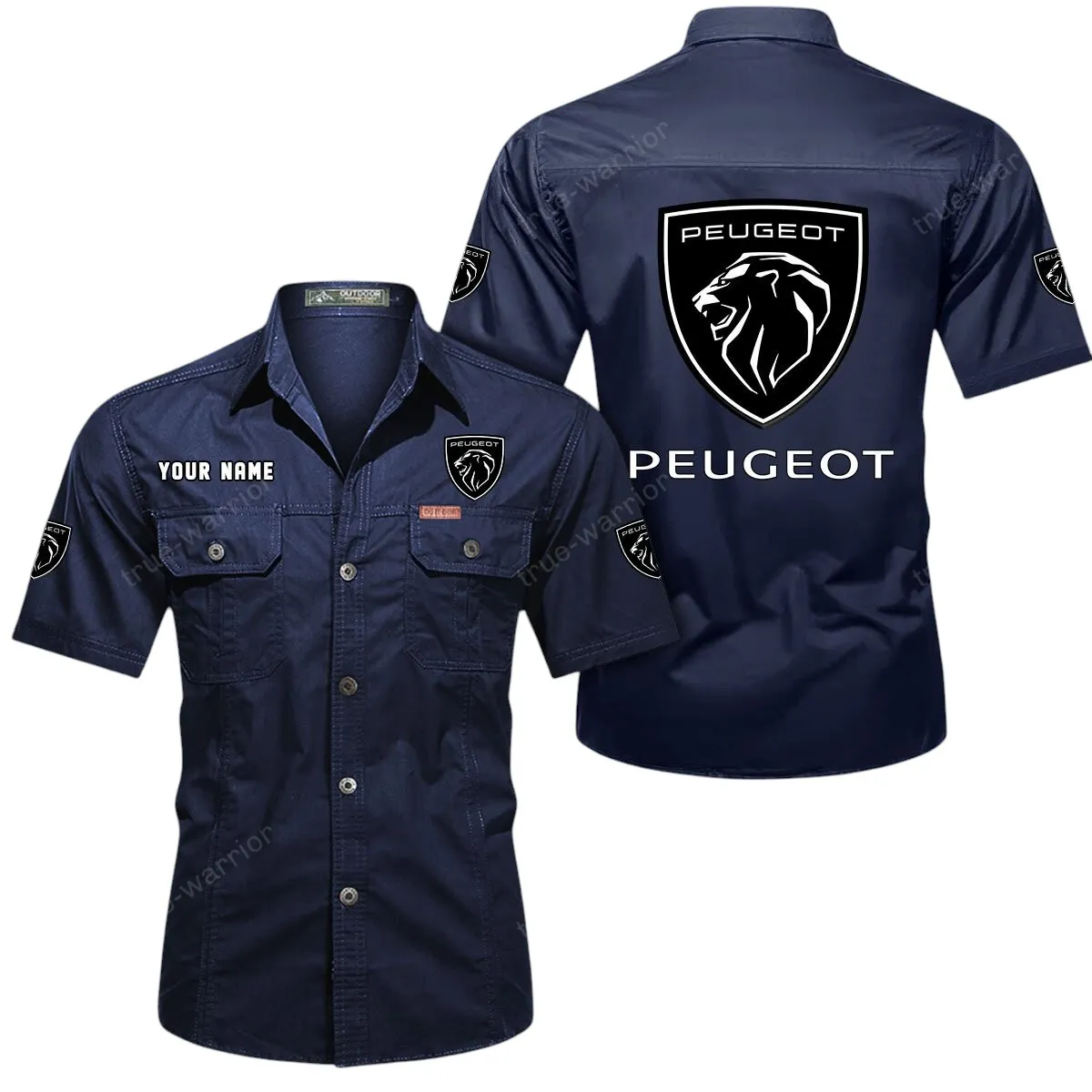 Compact Ride Lovers Gift Short Sleeved Shirt, Button Up Shirt Exclusive Logo For Car Owners CAR444052625833 - Dark Blue