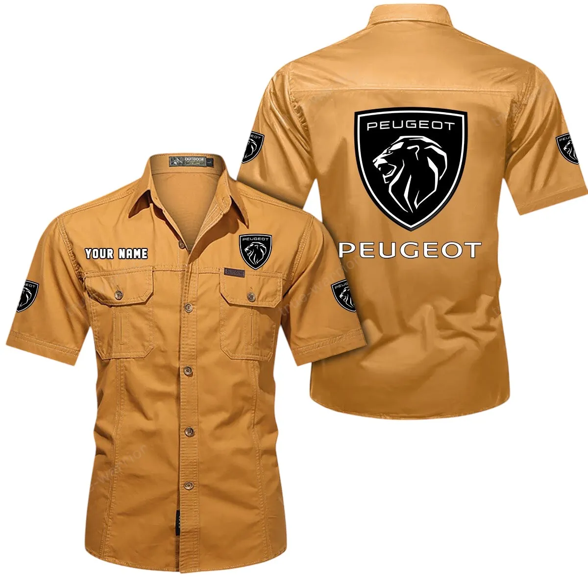 Compact Ride Lovers Gift Short Sleeved Shirt, Button Up Shirt Exclusive Logo For Car Owners CAR444052625833 - Turmeric