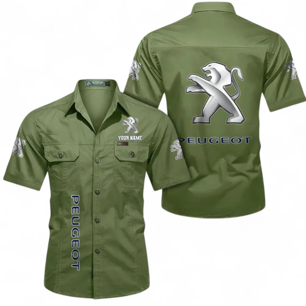Compact Ride Short Sleeved Shirt, Button up Shirt Exclusive Logo For Car Owners, Custom Name CAR392072125802-Fruit Green