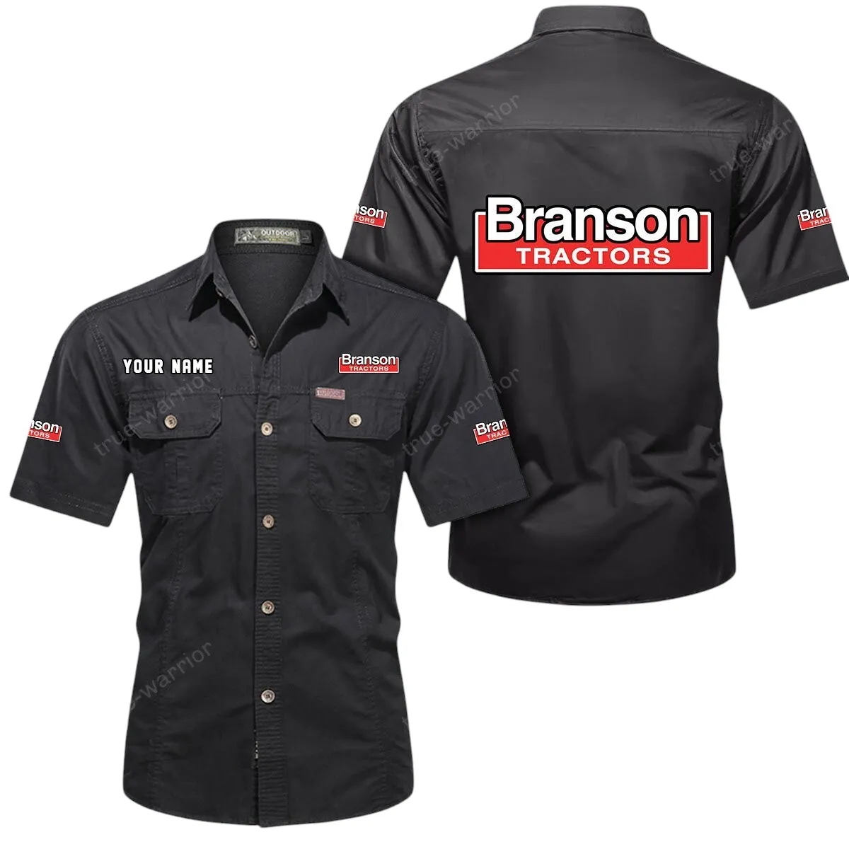 Compact Tractor Lovers Gift Short Sleeved Shirt, Button Up Shirt Exclusive Logo For Car Owners CAR444052625892 - Black