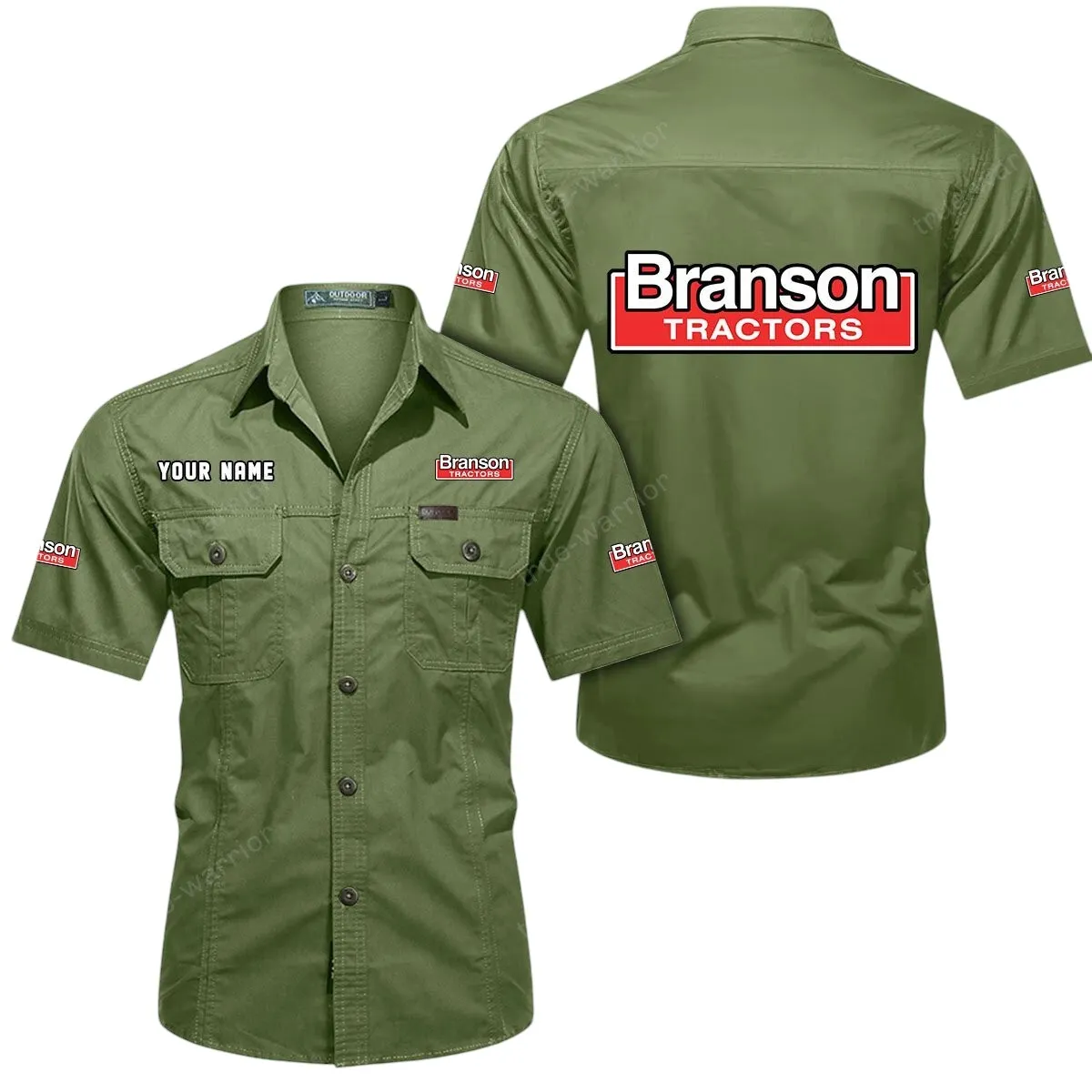 Compact Tractor Lovers Gift Short Sleeved Shirt, Button Up Shirt Exclusive Logo For Car Owners CAR444052625892 - Fruit Green