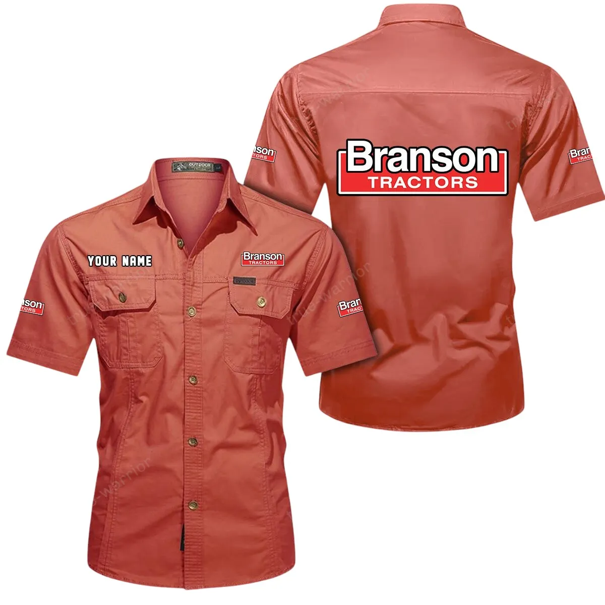 Compact Tractor Lovers Gift Short Sleeved Shirt, Button Up Shirt Exclusive Logo For Car Owners CAR444052625892 - Red