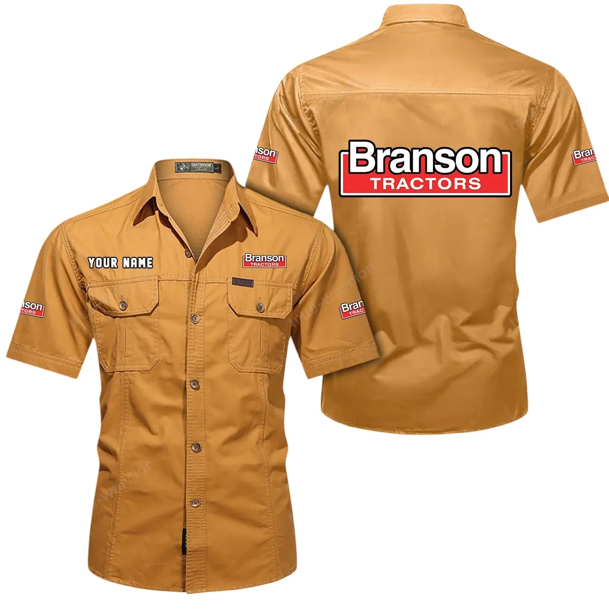 Compact Tractor Lovers Gift Short Sleeved Shirt, Button Up Shirt Exclusive Logo For Car Owners CAR444052625892 - Turmeric