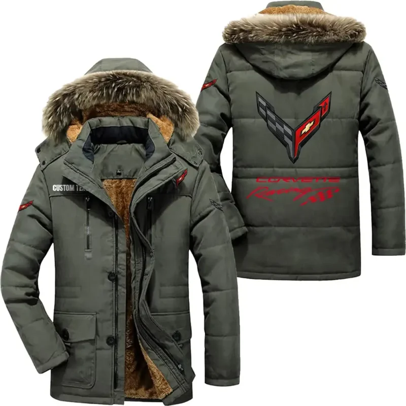Sport Car Parka hoodie, Coat with Hood Exclusive Logo For Car Motorcycles Lovers CAR7002082076 - Army Green