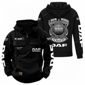 Cargo Truck Hoodie Tactical Quarter Zip, Hoodie Exclusive Logo For Car Owners CAR106021525045 - Black