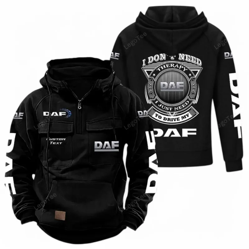 Cargo Truck Hoodie Tactical Quarter Zip, Hoodie Exclusive Logo For Car Owners CAR106021525045 - Black