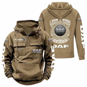 Cargo Truck Hoodie Tactical Quarter Zip, Hoodie Exclusive Logo For Car Owners CAR106021525045 - Khaki