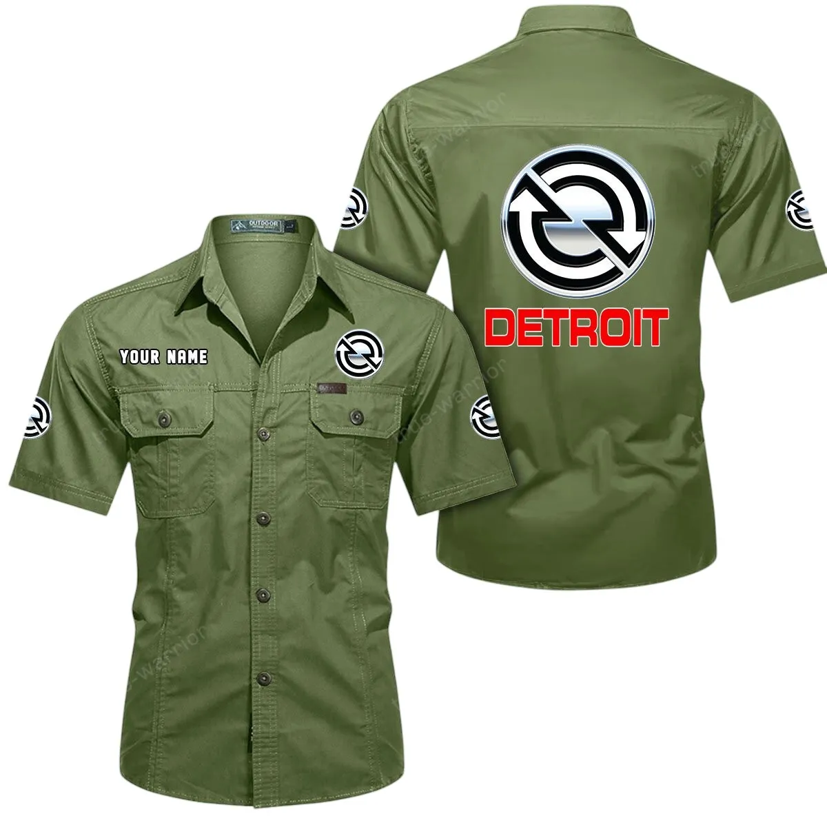Diesel Truck Lovers Gift Short Sleeved Shirt, Button Up Shirt Exclusive Logo For Car Owners CAR444052625964 - Fruit Green