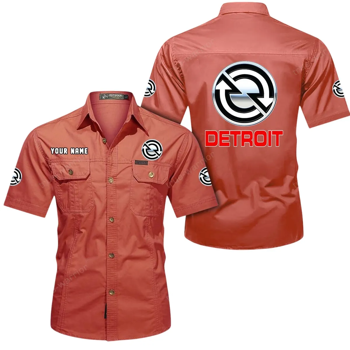 Diesel Truck Lovers Gift Short Sleeved Shirt, Button Up Shirt Exclusive Logo For Car Owners CAR444052625964 - Red